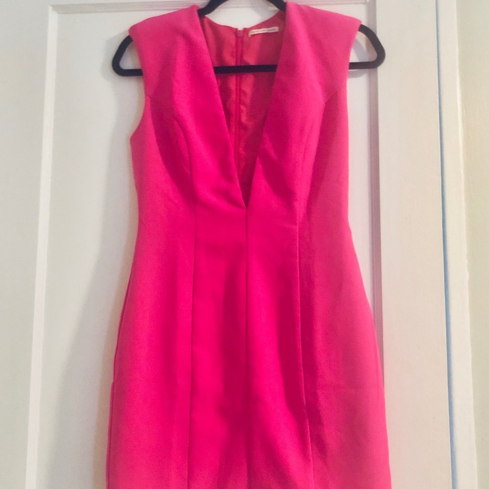 HOT PINK MUSTARD SEED MINI DRESS DEEP V - SIZE S